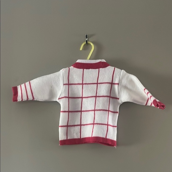 White Knit Sweater with Pink Accents - Picture 3 of 3